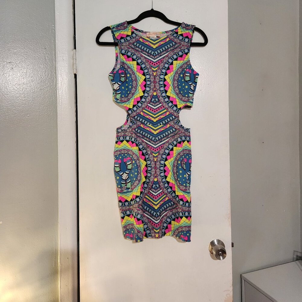 Mara Hoffman Colorful Geometric snake  Neon Dress Size Small